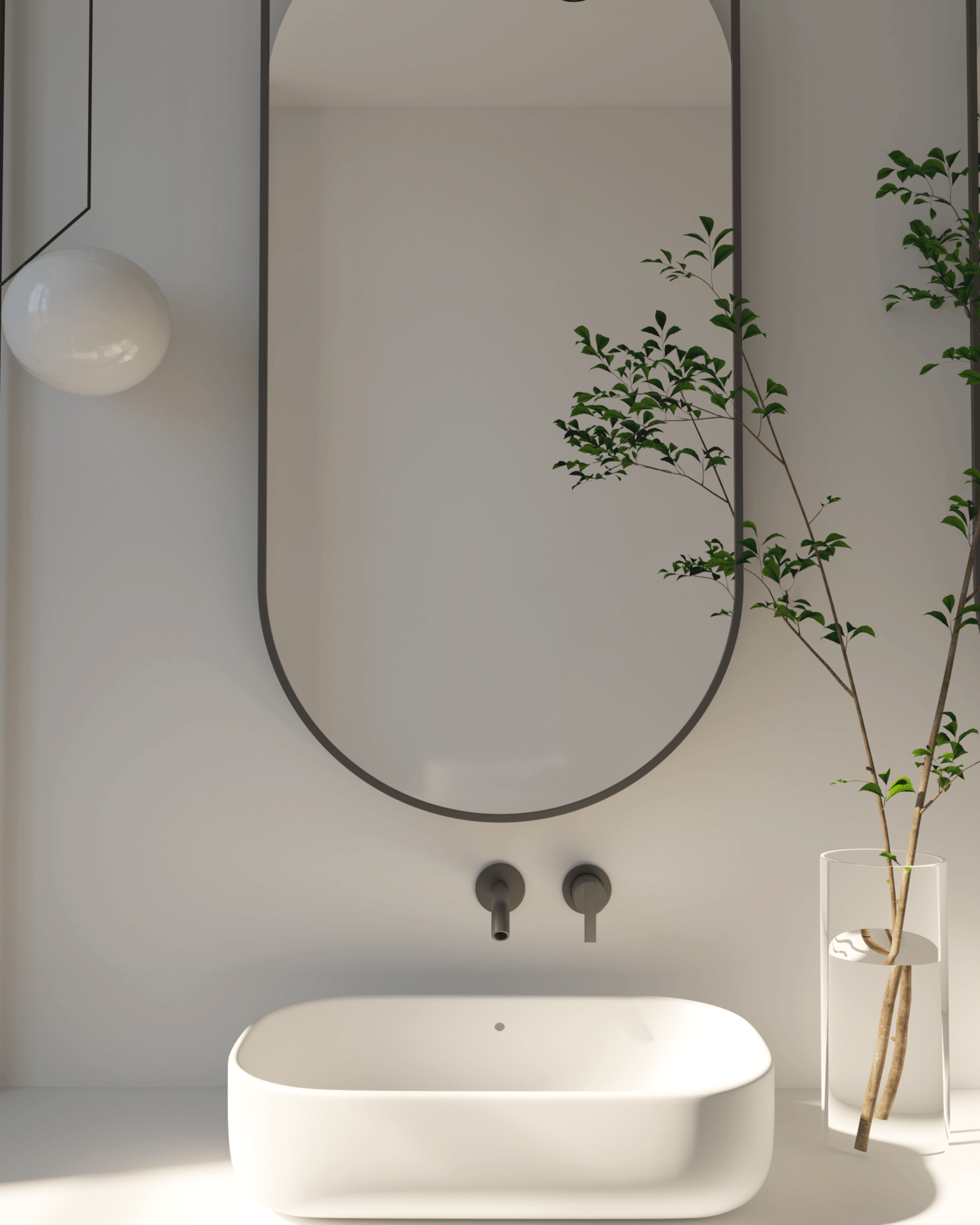 bonhome estudio-imagen 3D-interiorismo-baño-atemporal-blanco-y-negro